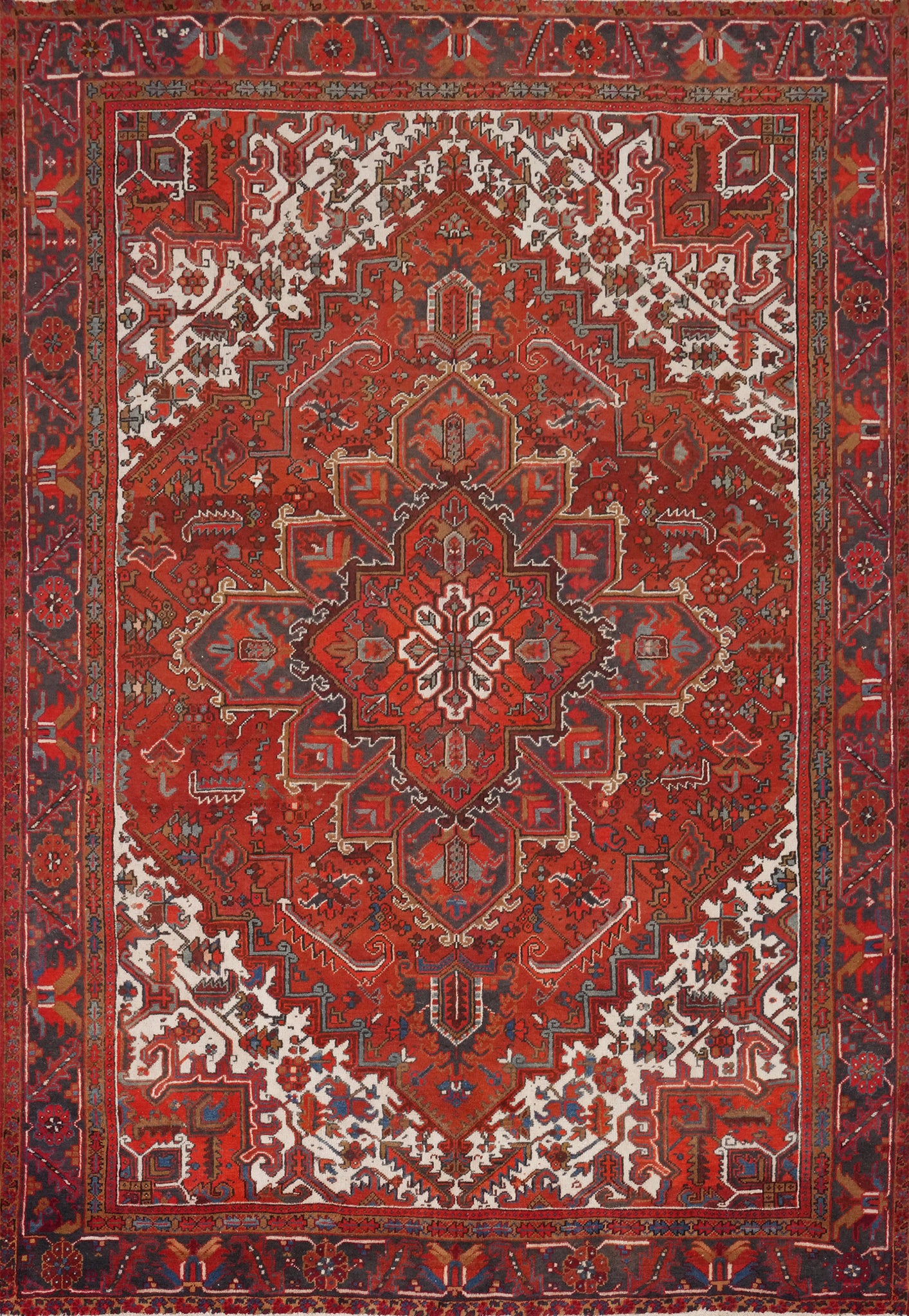 Vegetable Dye Wool Heriz Persian Area Rug 9x11