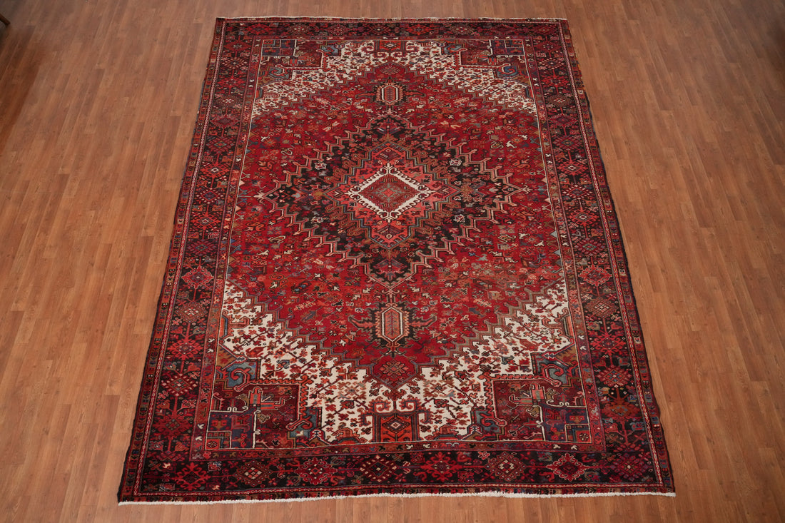 Vegetable Dye Red Heriz Persian Area Rug 9x12
