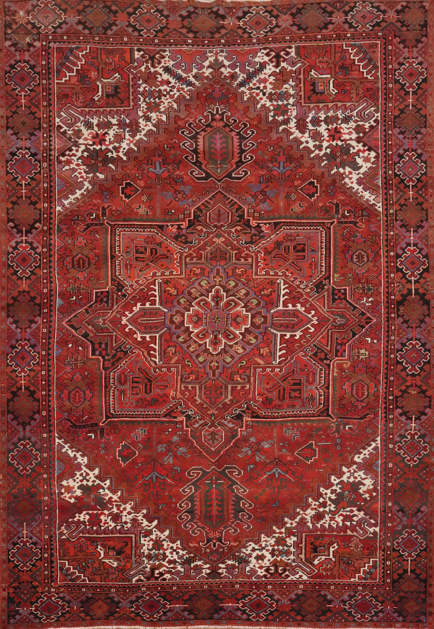 Vegetable Dye Red Heriz Persian Large Rug 10x13