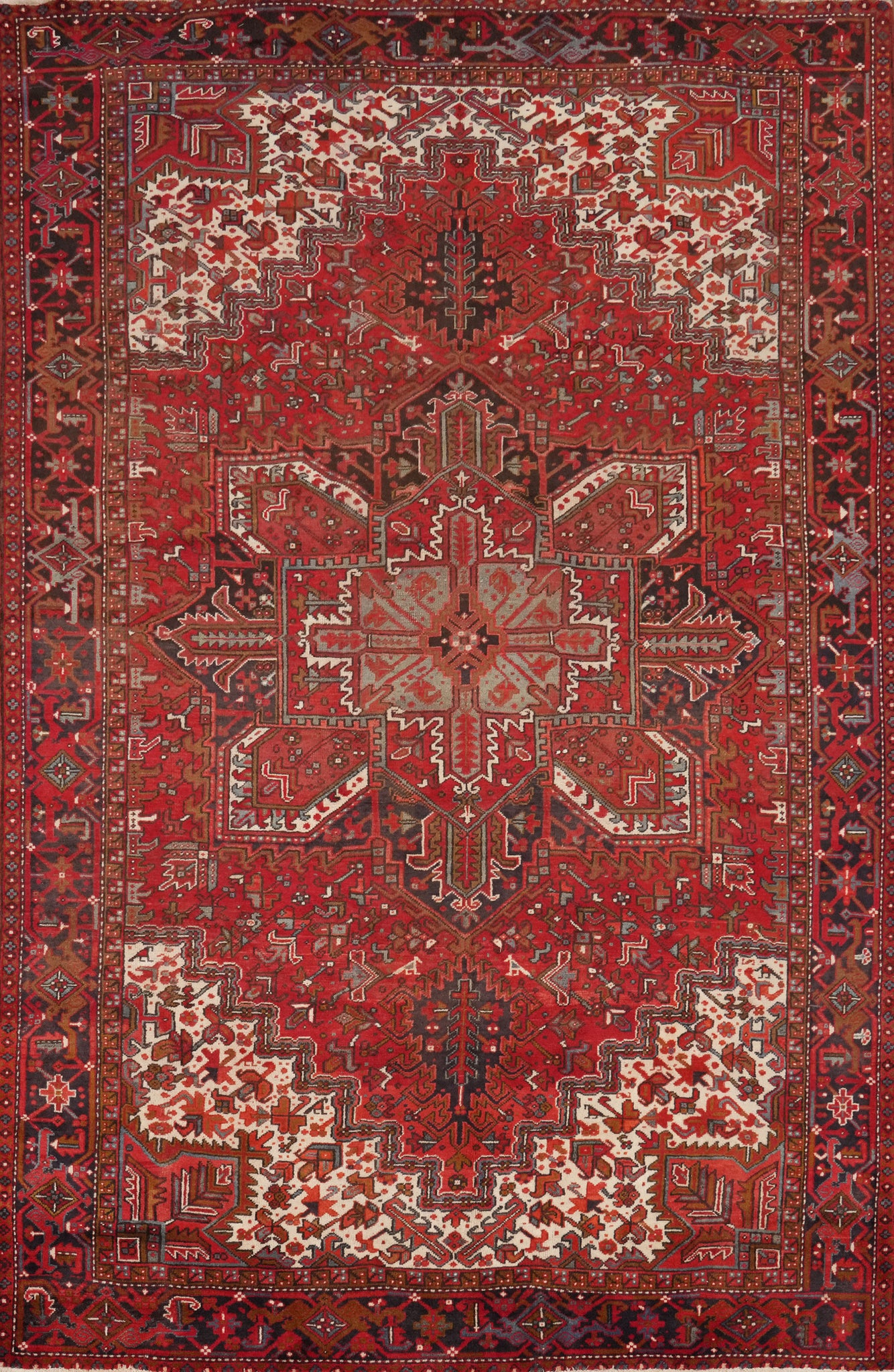 Handmade Red Wool Heriz Vegetable Dye Persian Area Rug 9x12