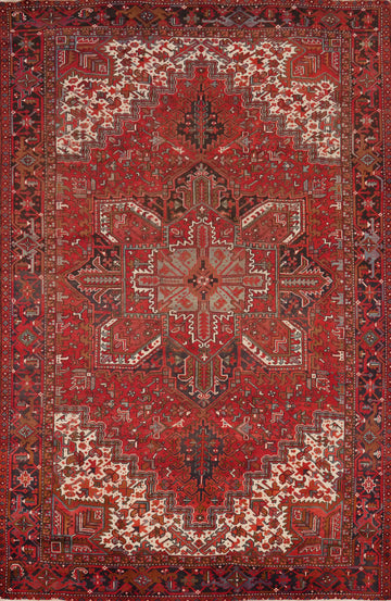 Handmade Red Wool Heriz Vegetable Dye Persian Area Rug 9x12