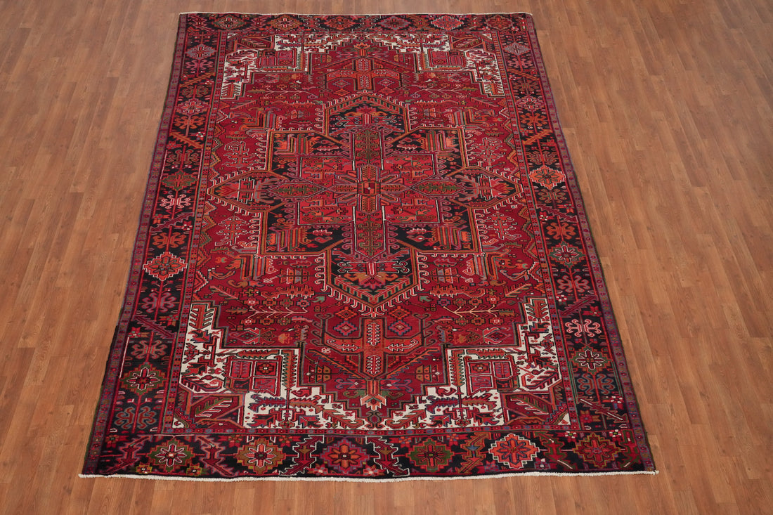 Vegetable Dye Red Wool Heriz Persian Area Rug 8x11