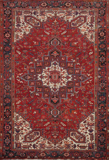 Red Geometric Vegetable Dye Heriz Persian Area Rug 9x11