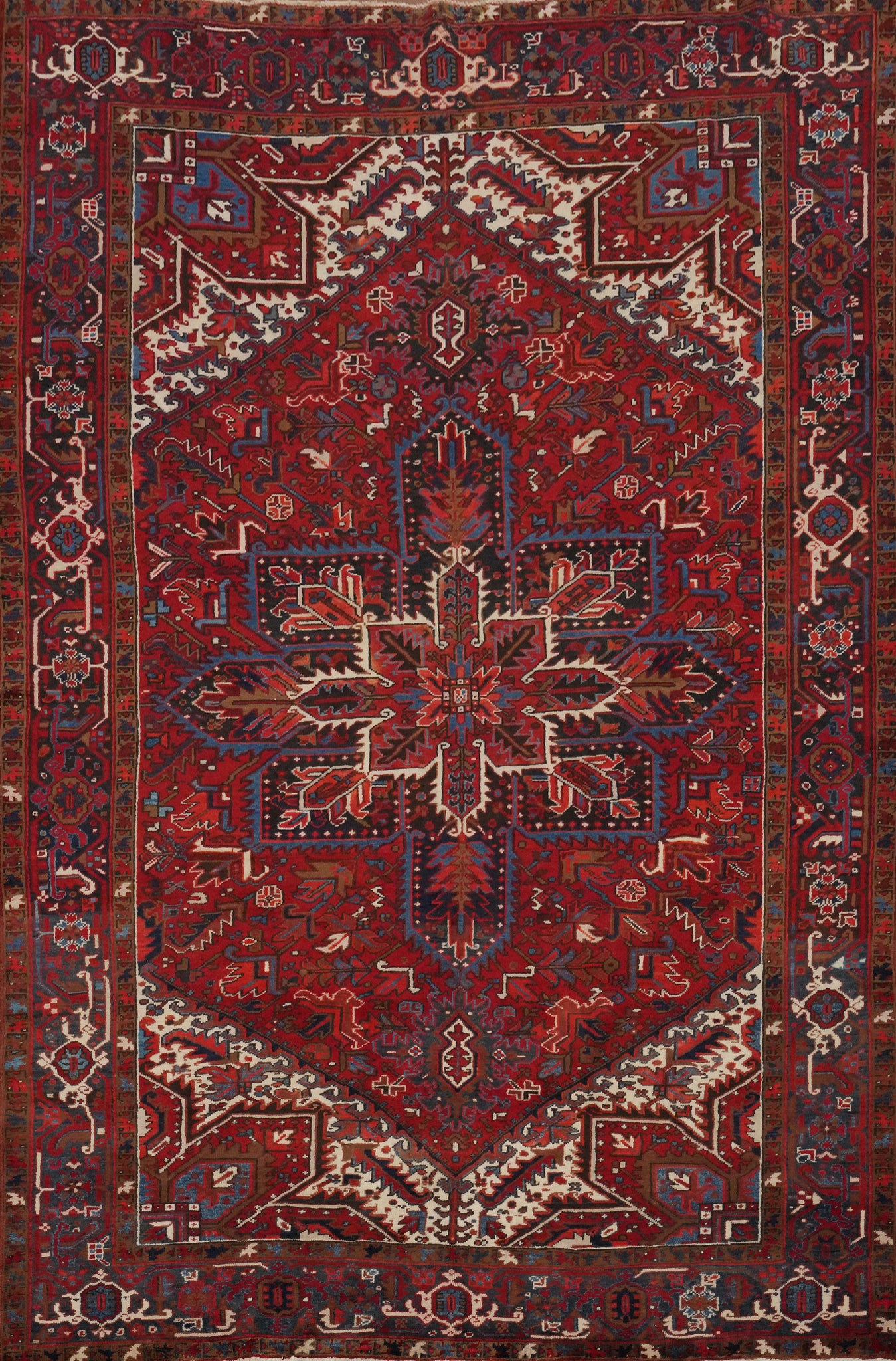 Red Wool Heriz Persian Vegetable Dye Area Rug 8x11
