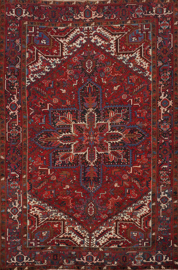 Red Wool Heriz Persian Vegetable Dye Area Rug 8x11