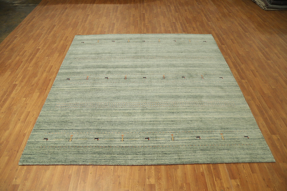 Handmade Green Gabbeh Square Area Rug 9x9