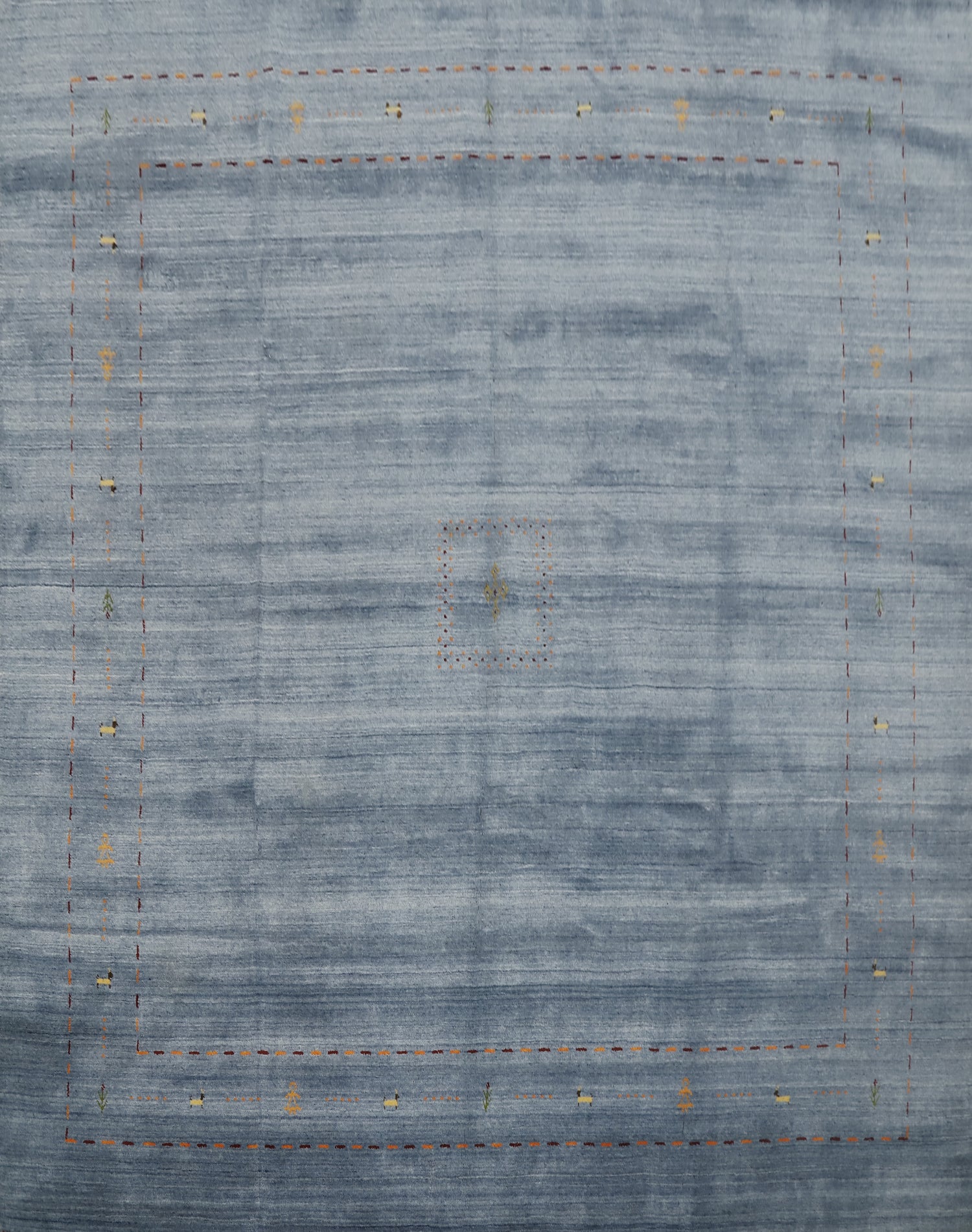 Elegant Soft Blue Handmade Gabbeh Square Area Rug 10x10
