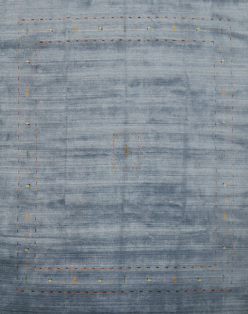 Elegant Soft Blue Handmade Gabbeh Square Area Rug 10x10