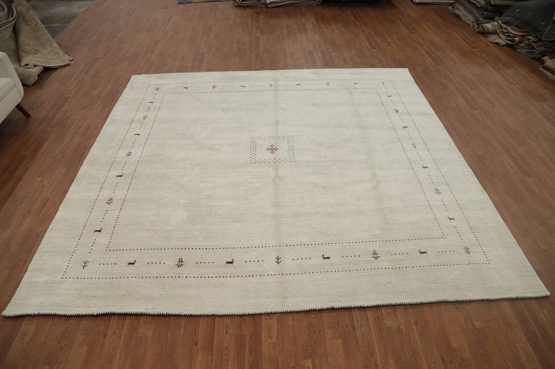 Handmade Wool Gabbeh Square Area Rug 10x10