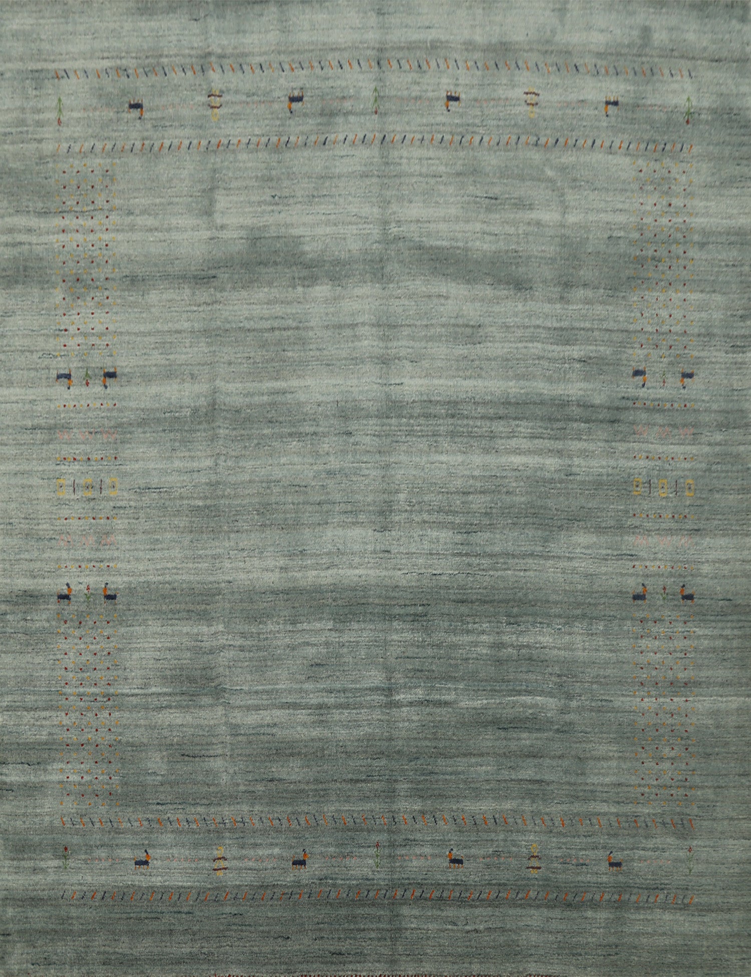 Luxurious Gabbeh Rug 8x8 with Accent Stitching Detail