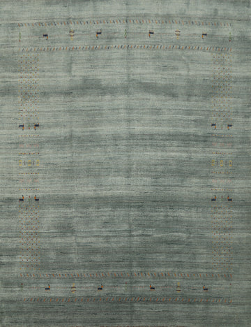 Luxurious Gabbeh Rug 8x8 with Accent Stitching Detail
