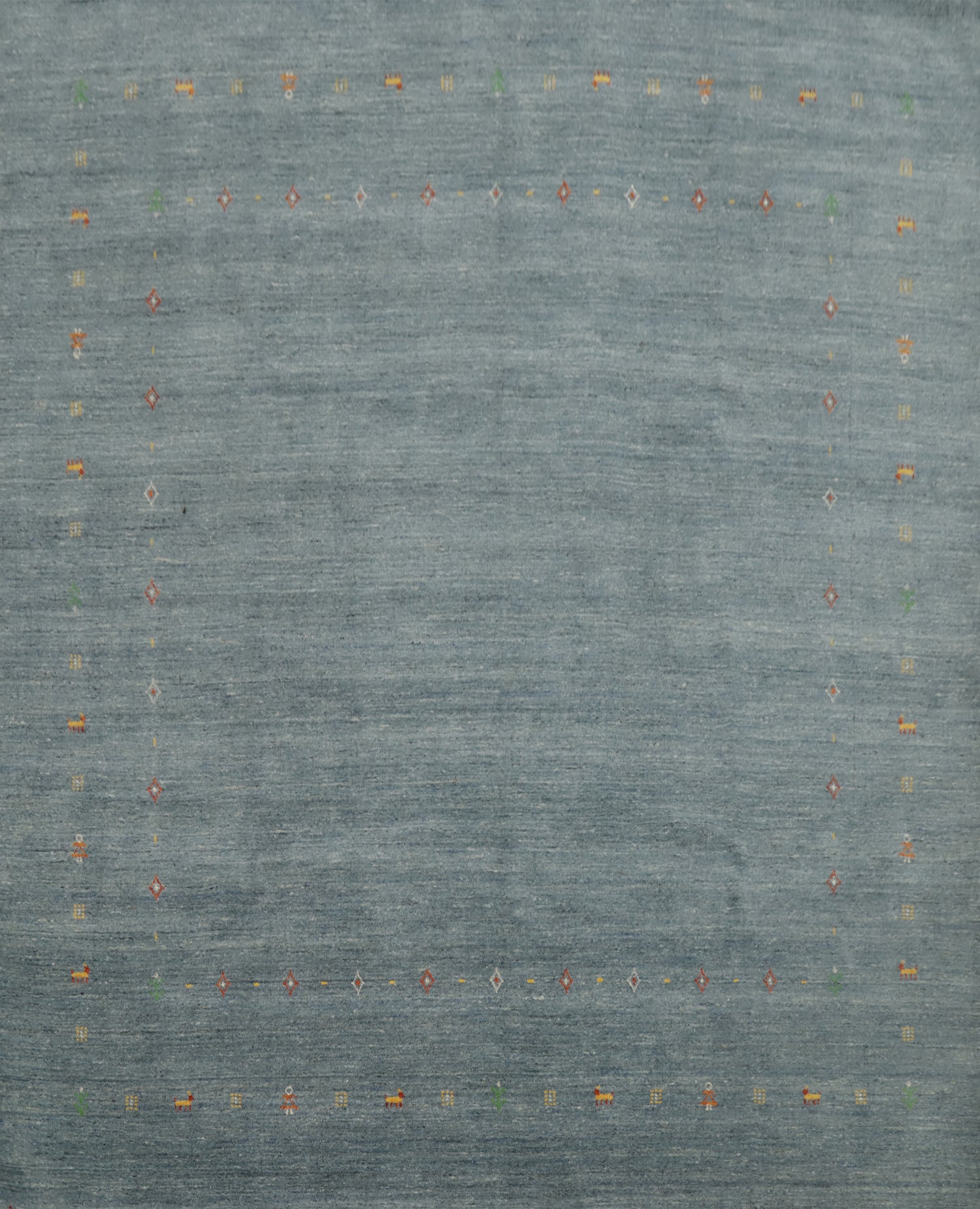 Simple yet Stylish Blue Gabbeh Area Rug 10x10 with Decorative Edging