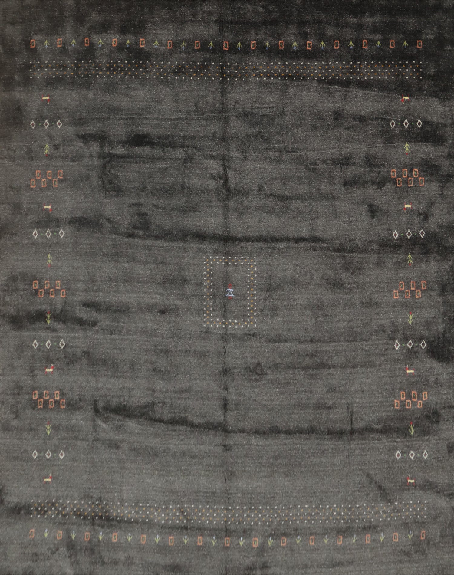 Refined Gabbeh Area Rug 10x10 with Artistic Subtle Motifs