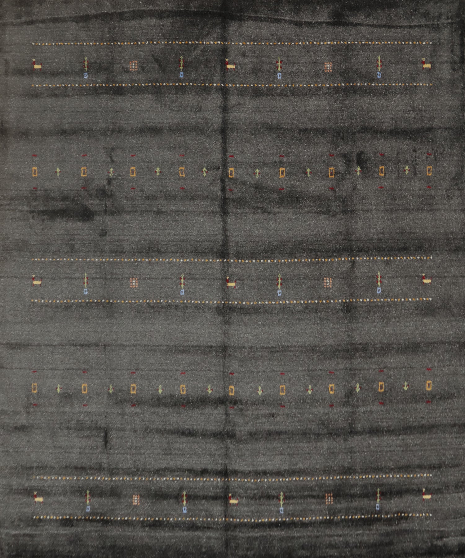 Dark Tribal Gabbeh Square Wool Area Rug 8x8