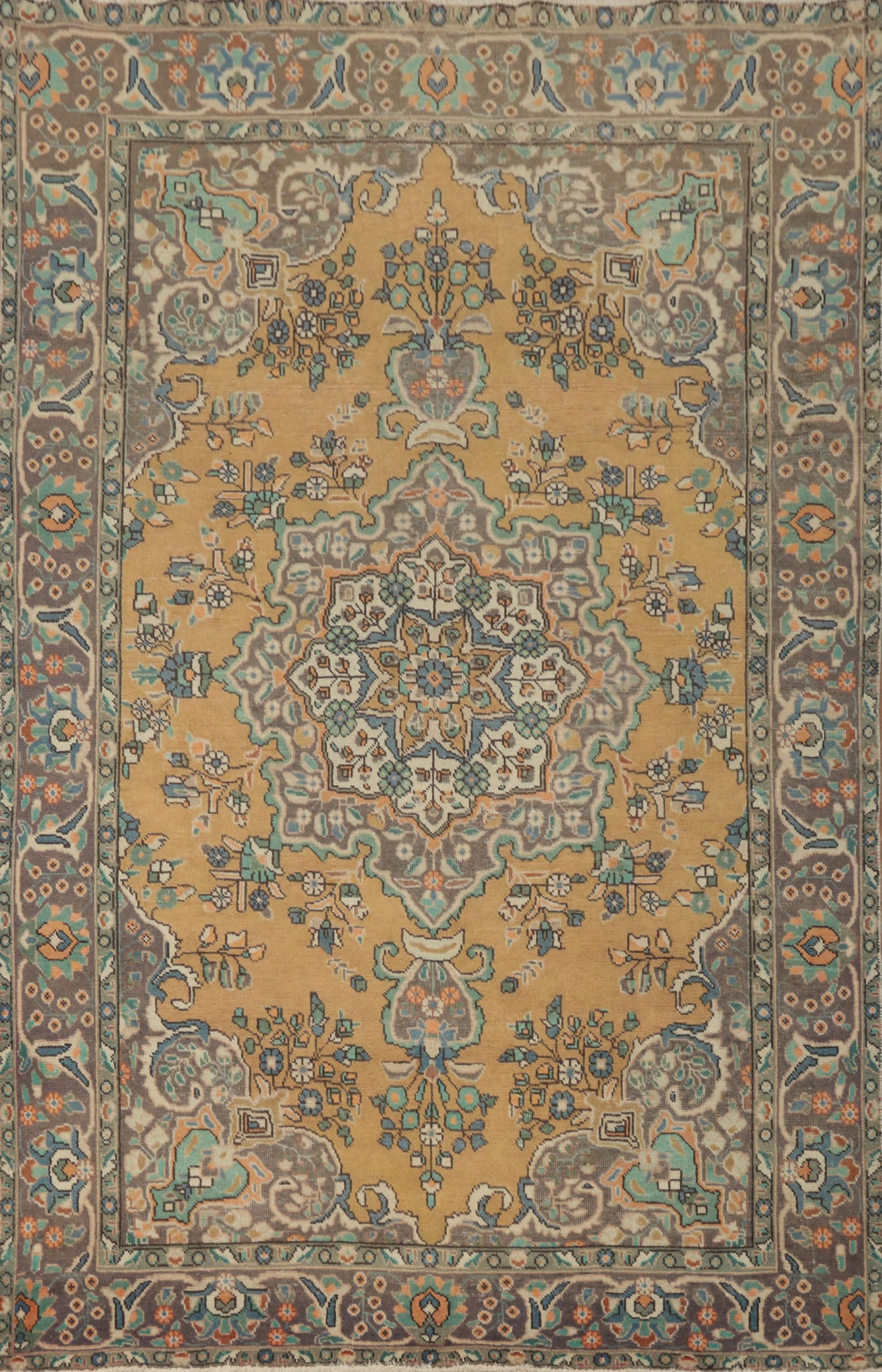 Graceful Tabriz Persian Area Rug 6x9 in Warm Earthy Tones