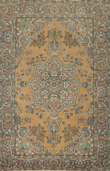 Graceful Tabriz Persian Area Rug 6x9 in Warm Earthy Tones