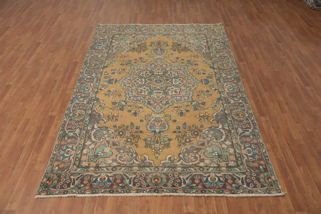 Graceful Tabriz Persian Area Rug 6x9 in Warm Earthy Tones