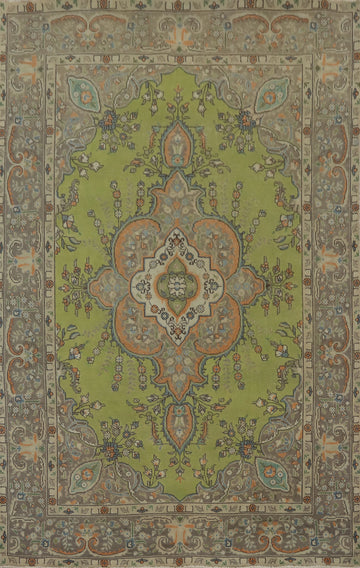 Handcrafted Green Persian Area Rug 6x9 with Exquisite Detailing