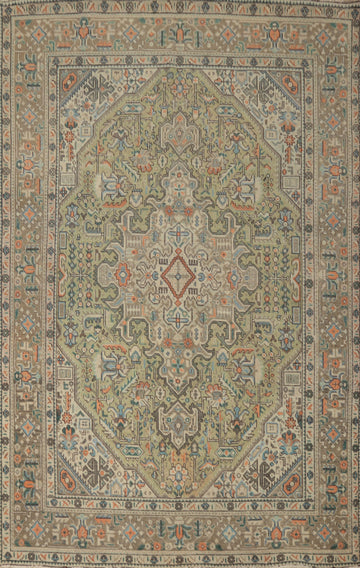 Elegant Tabriz Persian Rug 6x9 with Intricate Border and Medallion Design