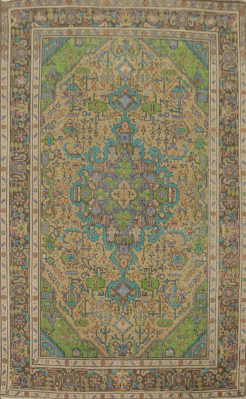 Vintage Geometric Tabriz Persian Area Rug 6x9