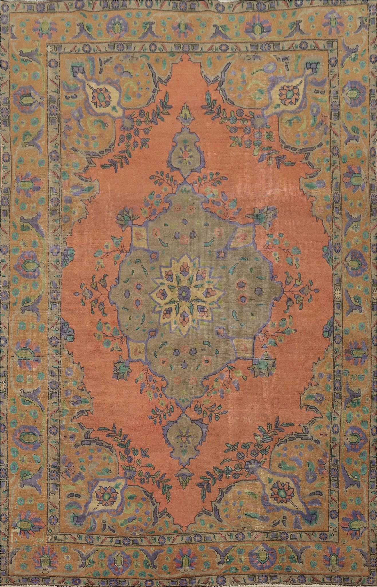 Tabriz Persian Area Rug 7x9 with Intricate Floral Patterns and Bold Colors
