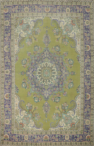 Green Wool Tabriz Persian Area Rug 6x9