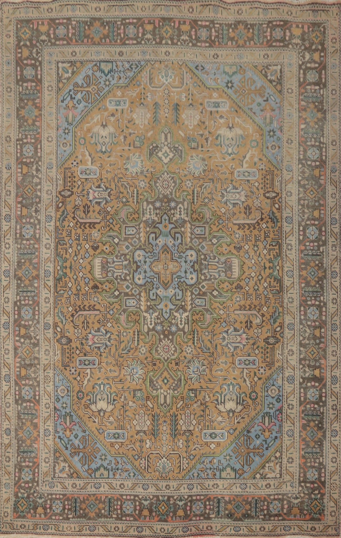 Distressed Wool Tabriz Persian Area Rug 6x10