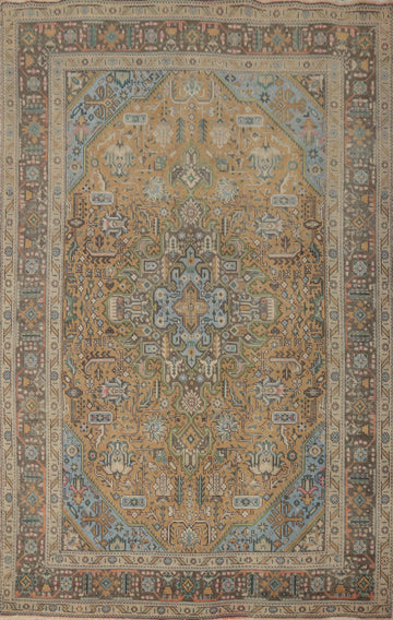 Distressed Wool Tabriz Persian Area Rug 6x10