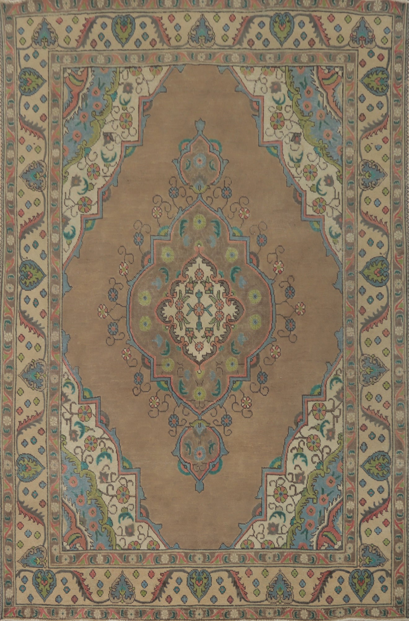 Vintage Elegance Brown Tabriz Persian Area Rug 6x9