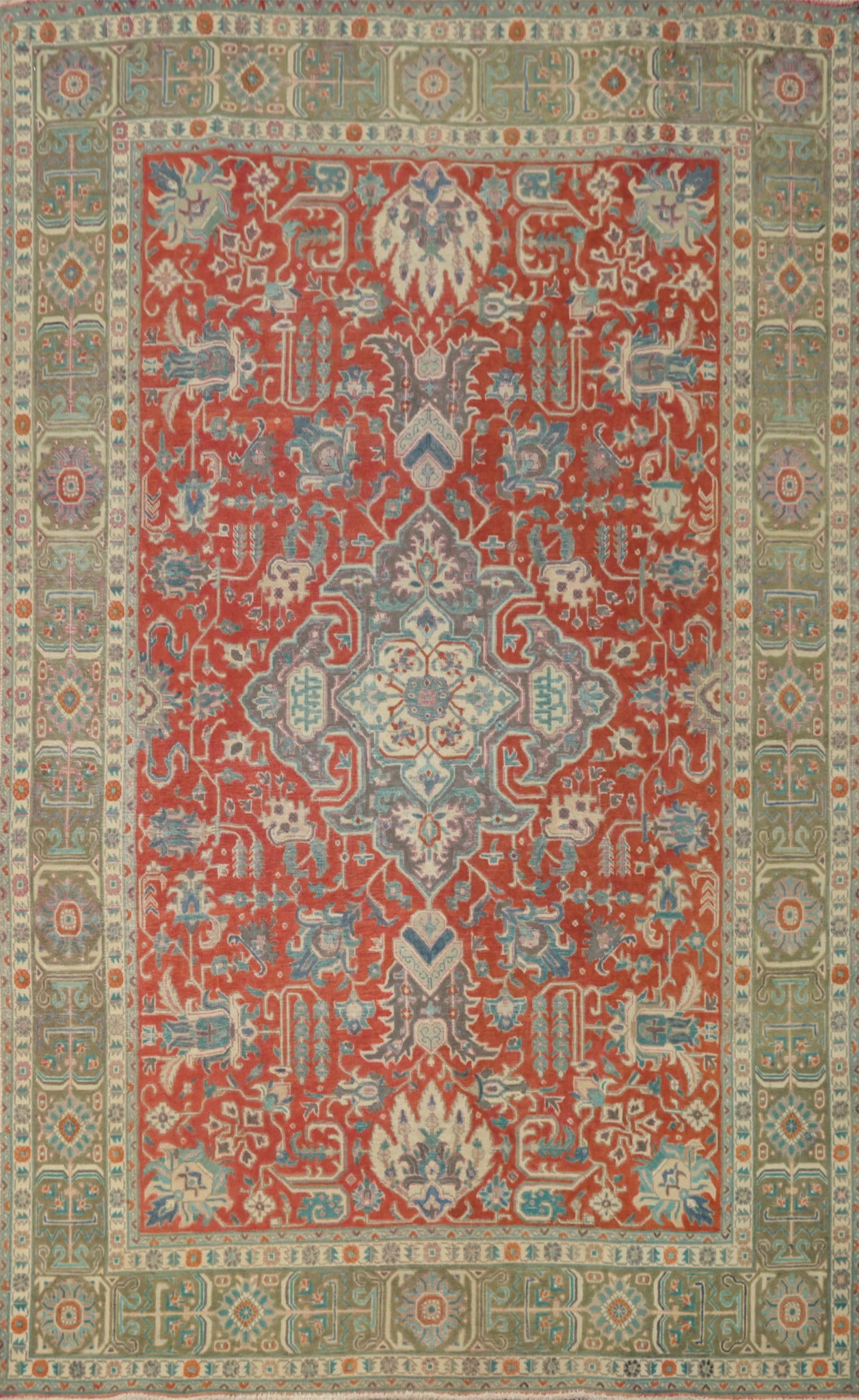 Vintage Wool Tabriz Persian Area Rug 7x10