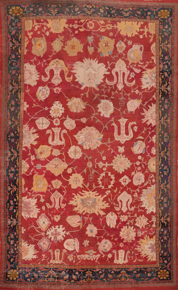 Pre-1900 Antique Vegetable Dye Sultanabad Persian Large Rug 14x20