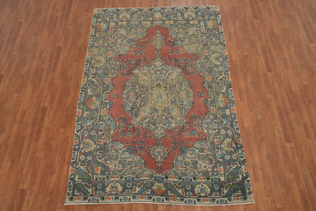 Elegant Tabriz Persian Area Rug 6x10 with Intricate Ornate Medallion Accent