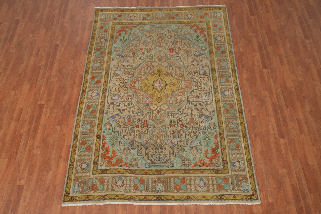 Vintage Wool Tabriz Persian Area Rug 7x10