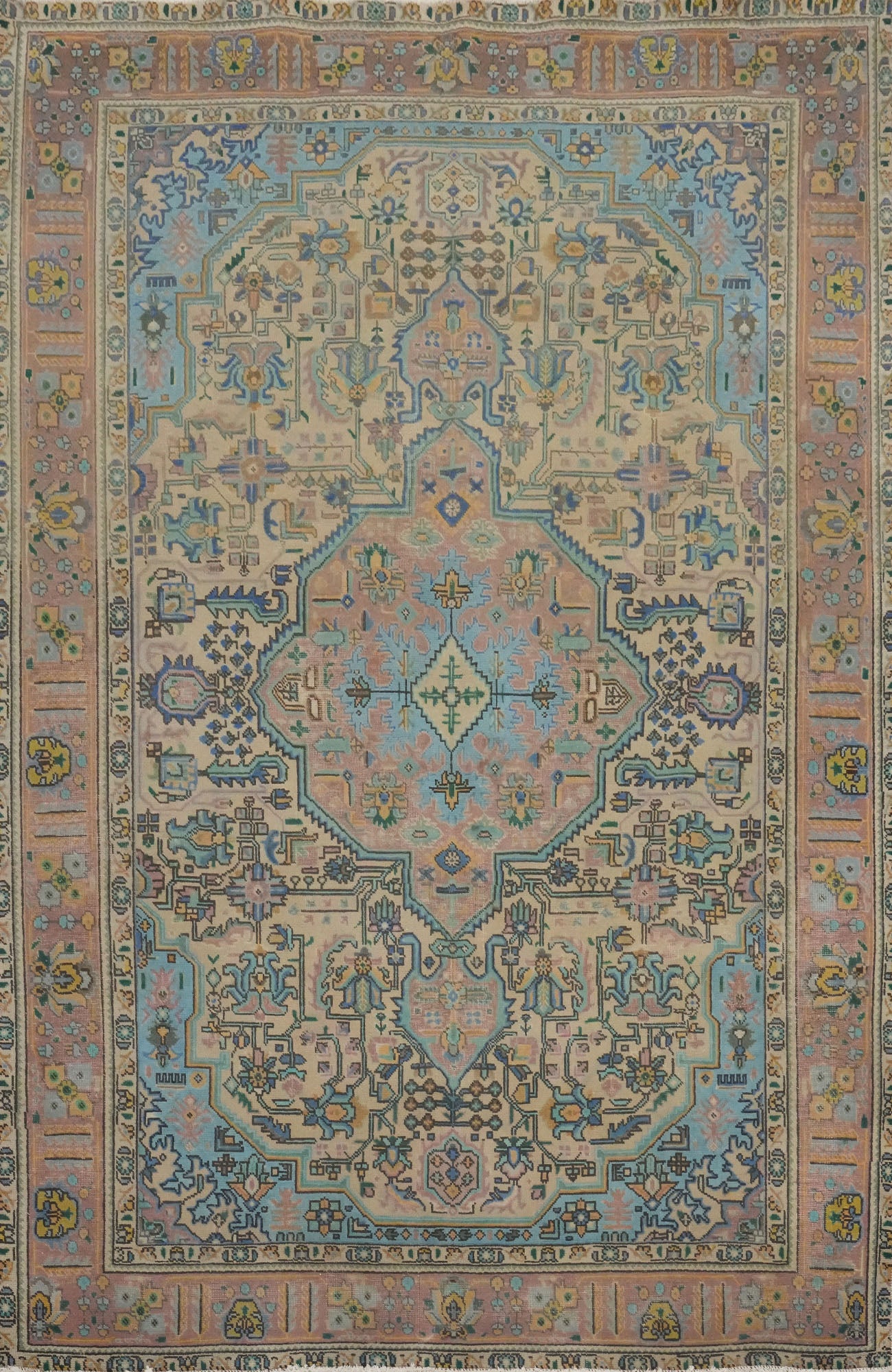 Geometric Wool Traditional Tabriz Persian Area Rug 7x10