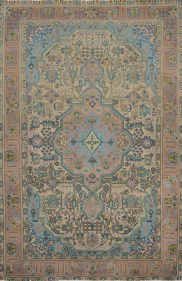 Geometric Wool Traditional Tabriz Persian Area Rug 7x10