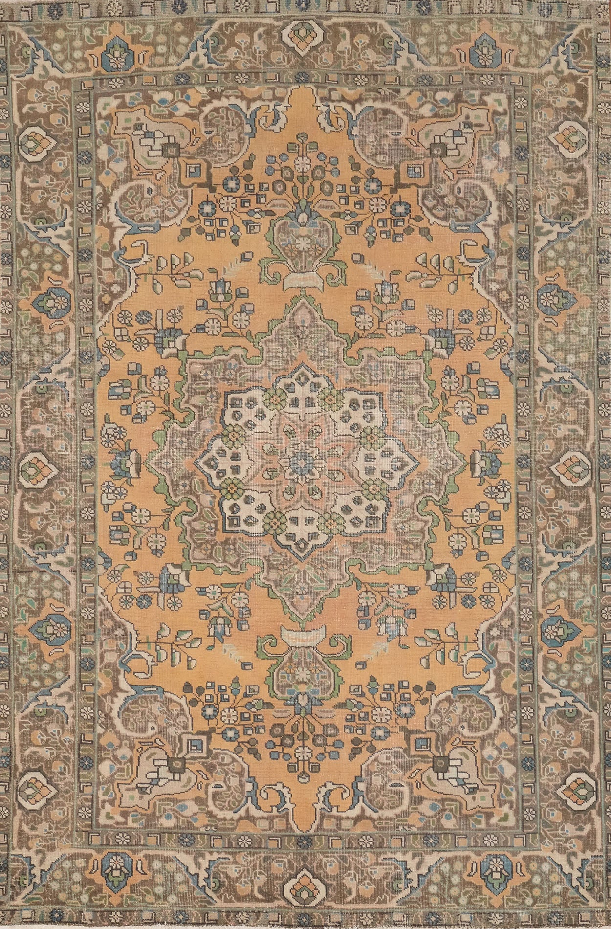 Vintage Wool Tabriz Persian Area Rug 6x9