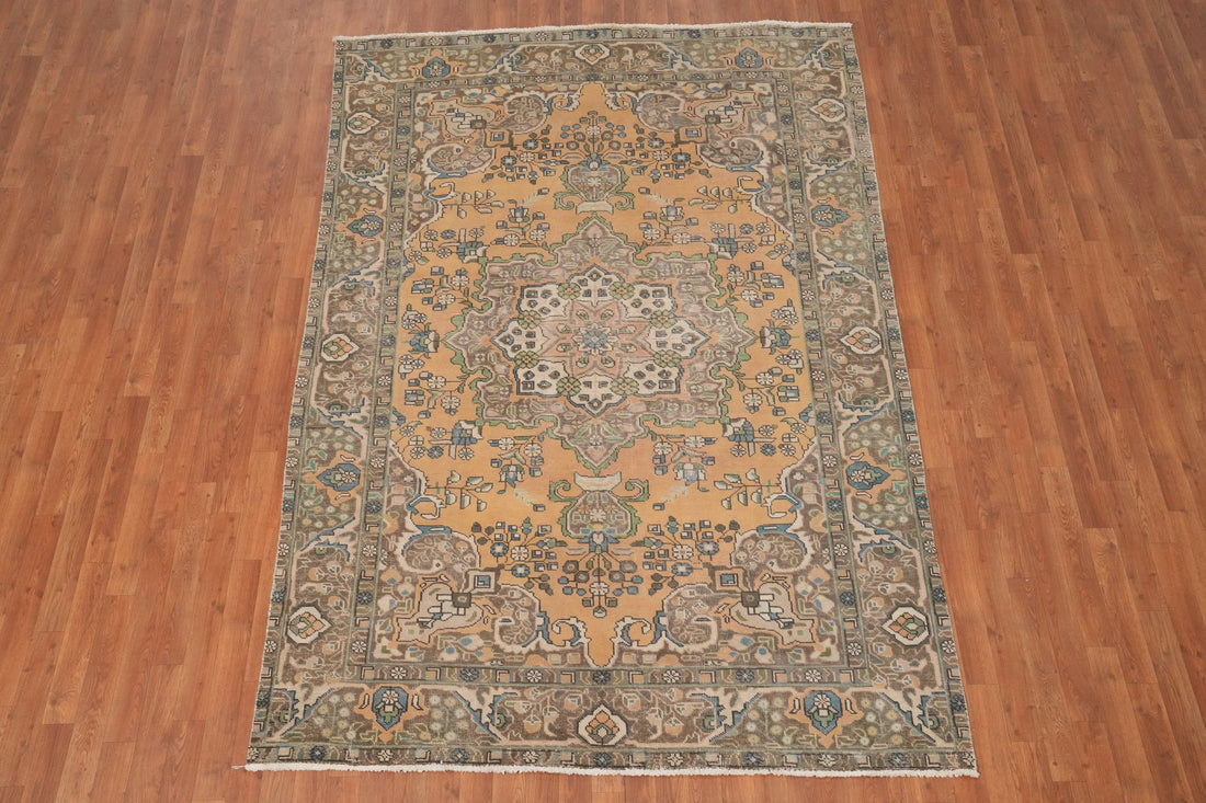 Vintage Wool Tabriz Persian Area Rug 6x9