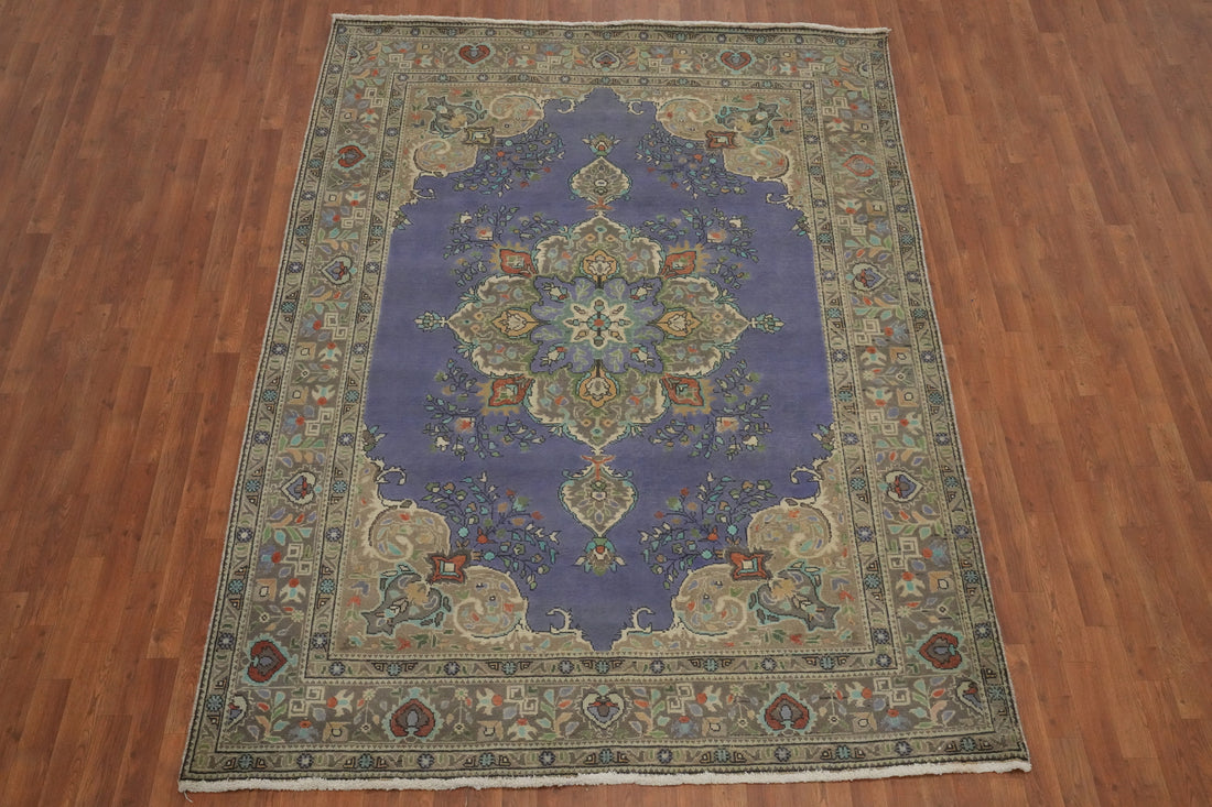 Purple Wool Tabriz Persian Area Rug 7x9