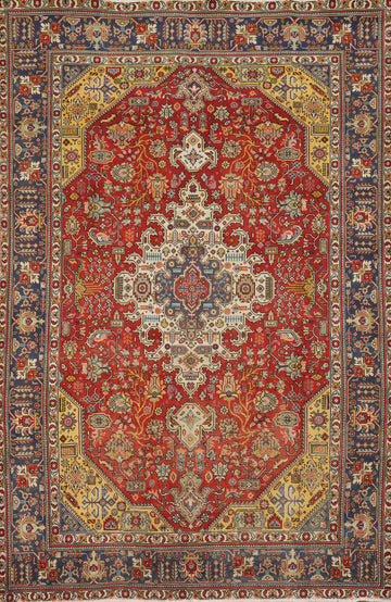 Vintage Wool Tabriz Persian Area Rug 7x9