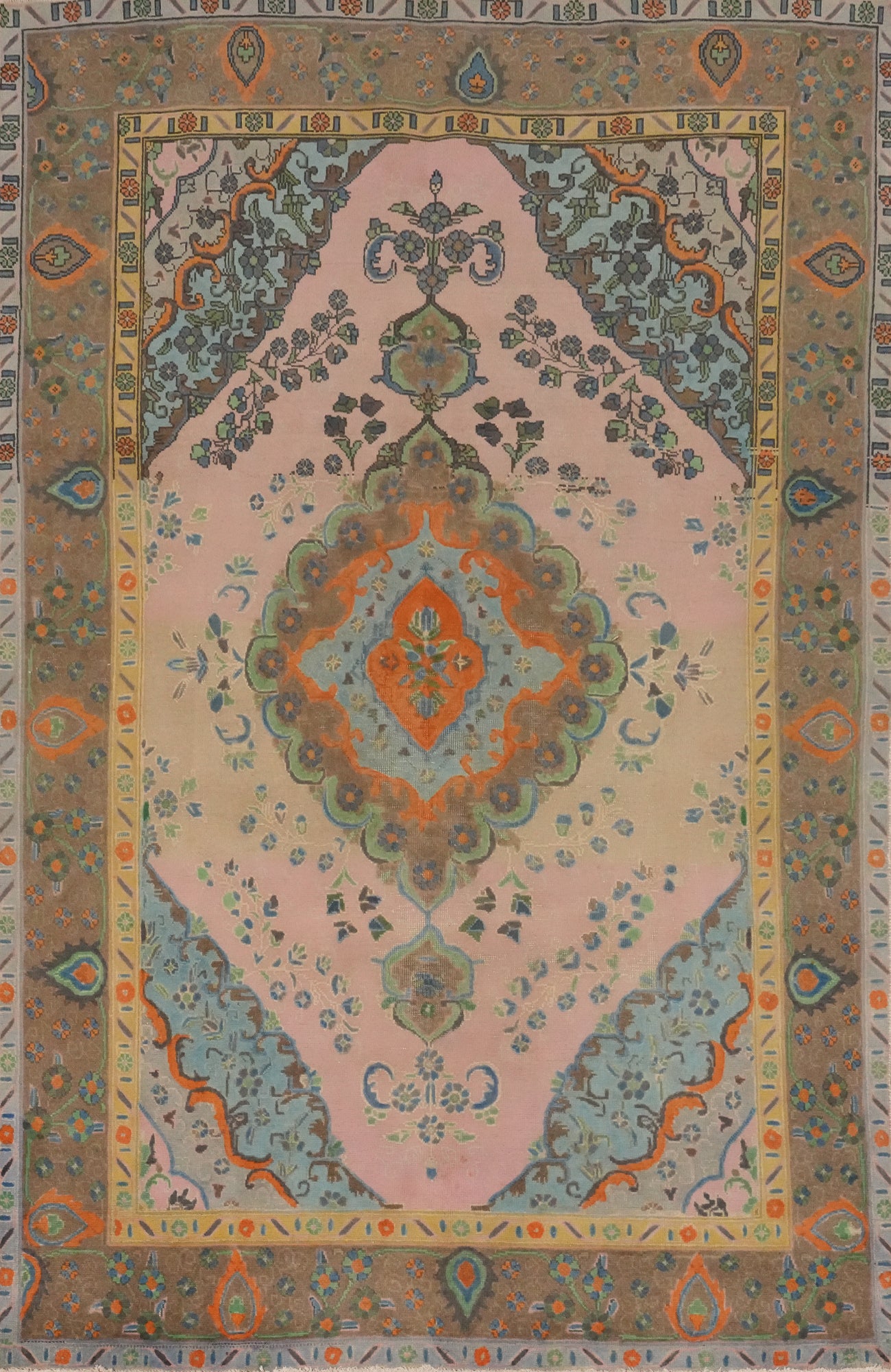 Traditional Pink Tabriz Persian Area Rug 6x10