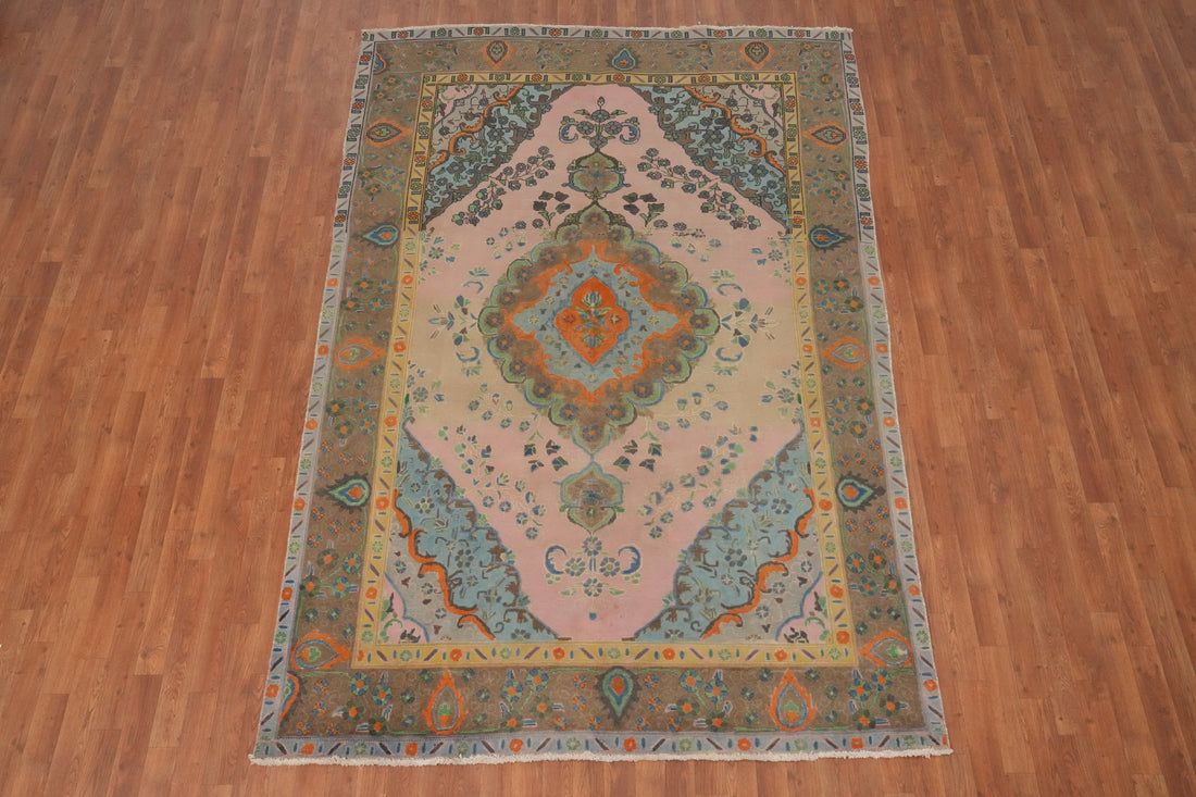 Traditional Pink Tabriz Persian Area Rug 6x10