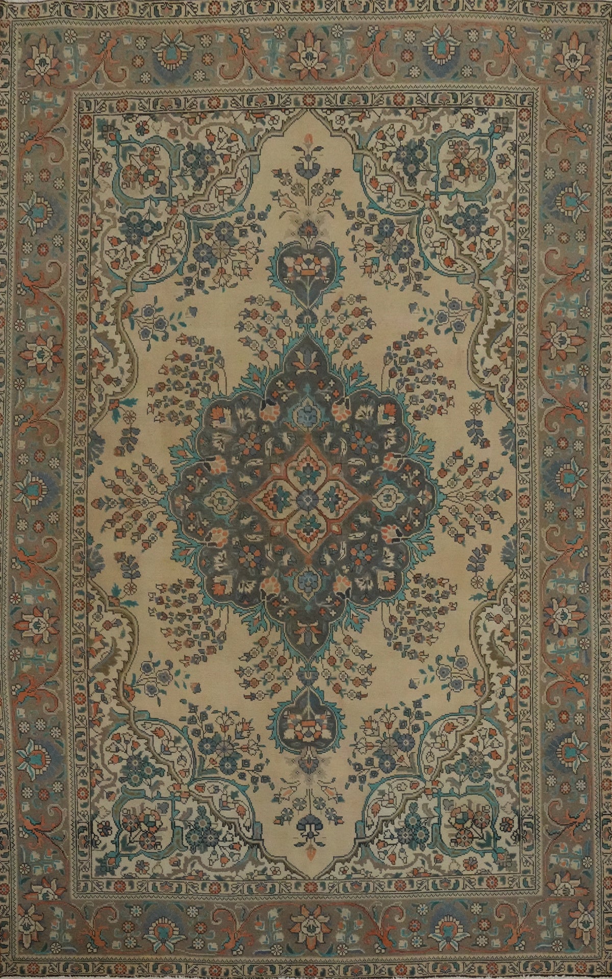 Vintage Wool Tabriz Persian Area Rug 6x10