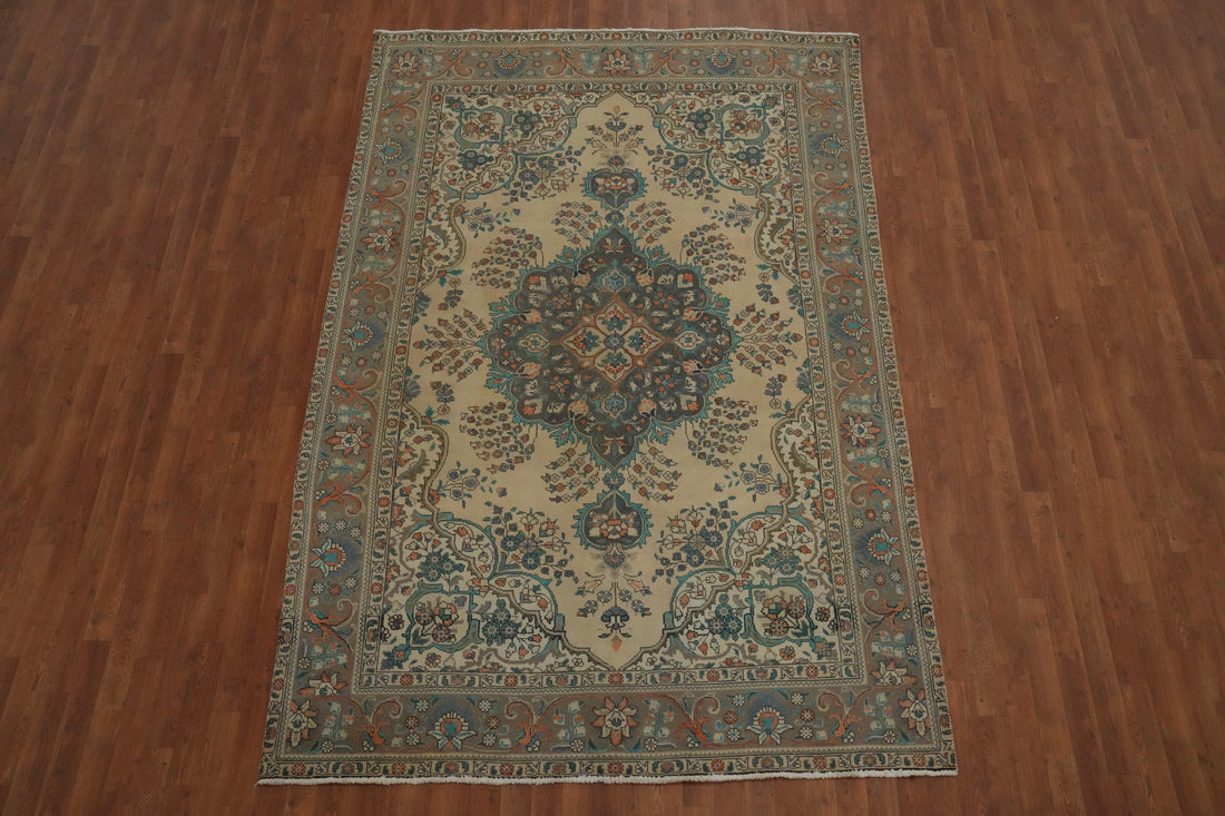Vintage Wool Tabriz Persian Area Rug 6x10
