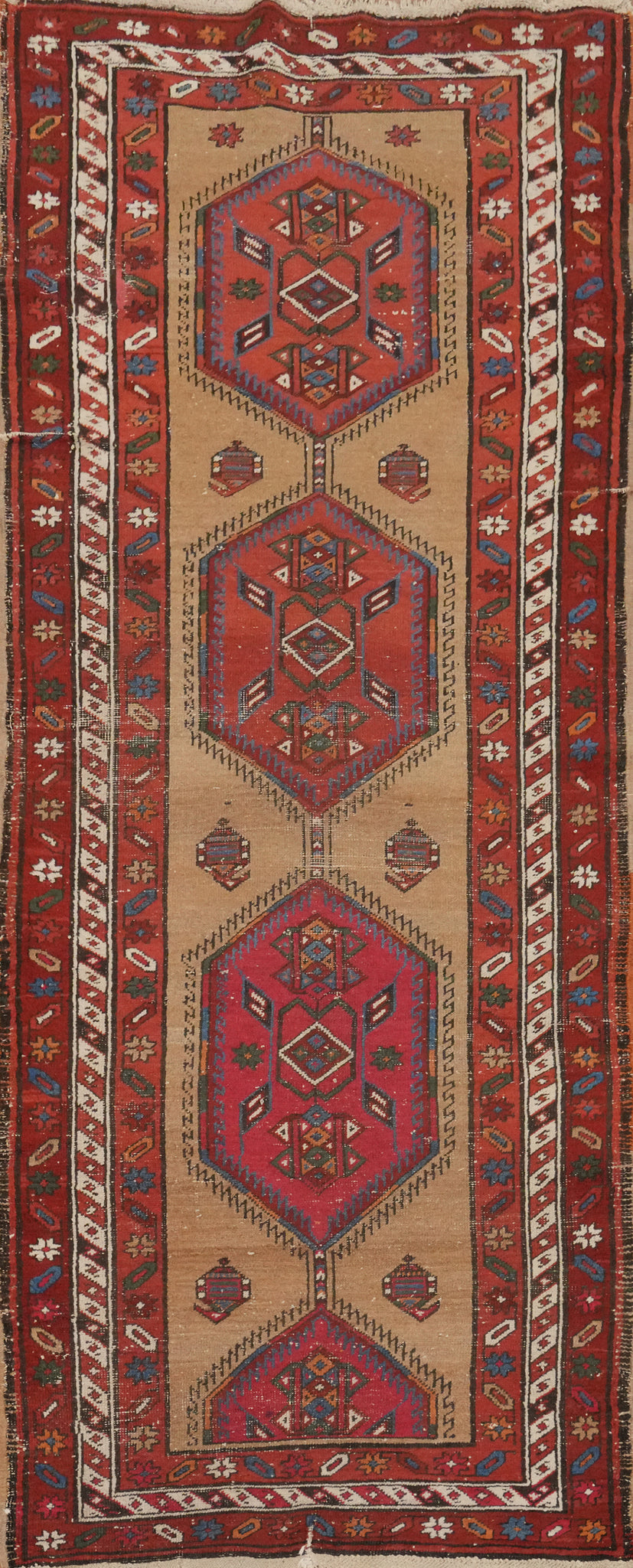 Antique Vegetable Dye Sarab Persian Runner Rug 3x9