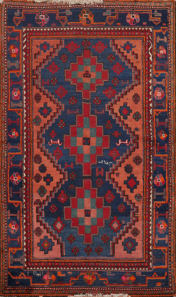 Antique Vegetable Dye Wool Afshar Persian Rug 4x7