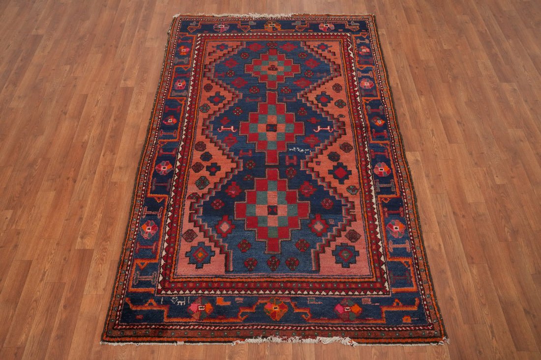 Antique Vegetable Dye Wool Afshar Persian Rug 4x7