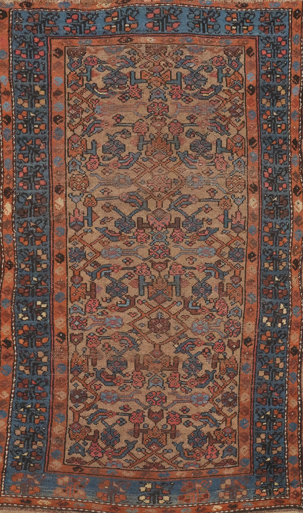 Pre-1900 Antique Heriz Bakhshayesh Persian Vegetable Dye Rug 3x6