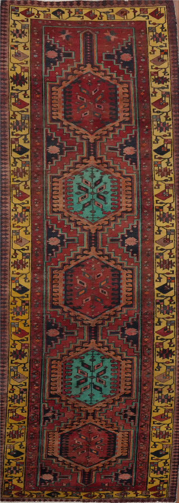 Vintage Wool Heriz Persian Runner Rug 3x11
