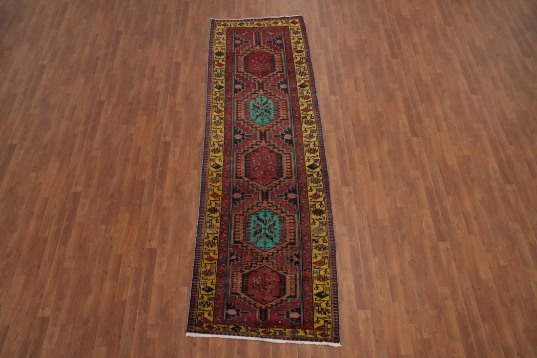 Vintage Wool Heriz Persian Runner Rug 3x11