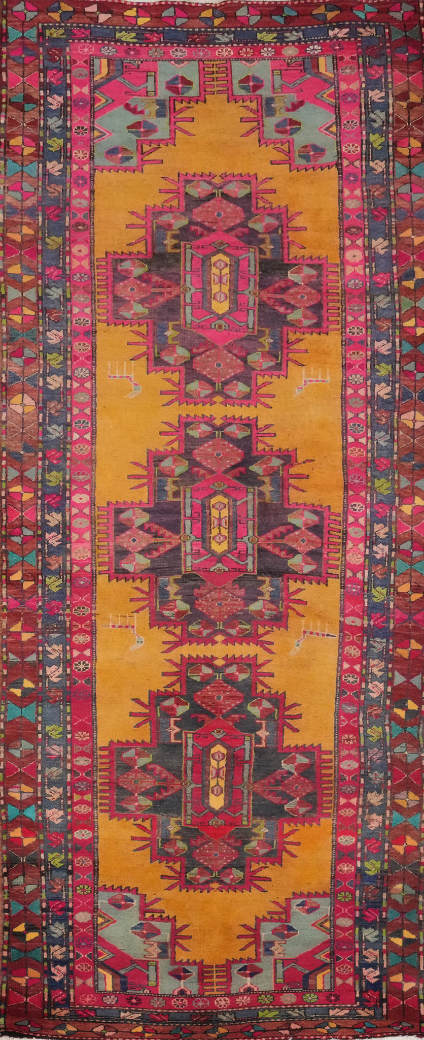 Handmade Wool Meshkin Persian Runner Rug 4x11